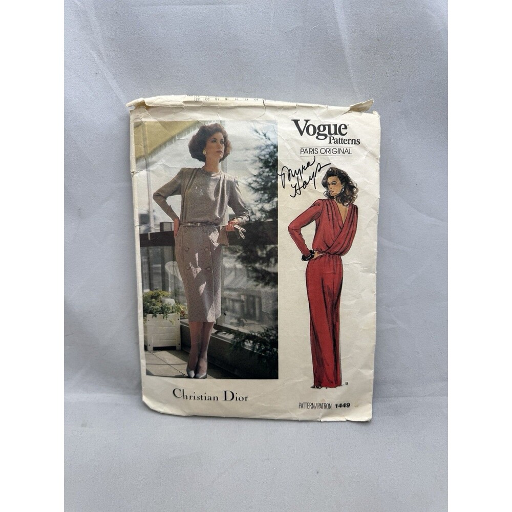 Vogue Sewing Pattern 1449 Christian Dior Size 12 Designer Dress Paris Original